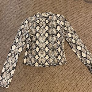 Snakeskin mock neck top